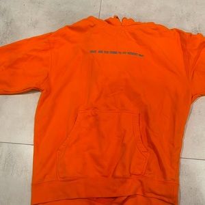 Revolve hoodie, one size fits all, bright orange hoodie.